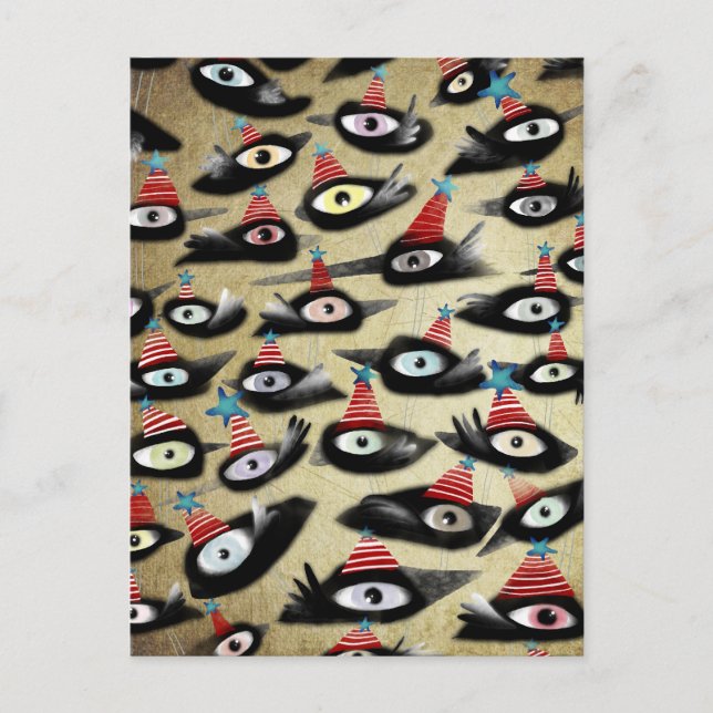 Kråkor vacker vintertid party vykort (Framsida)