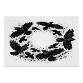 Kråkornas cirkel – Förhäxad bläckillustration Perfect Poster