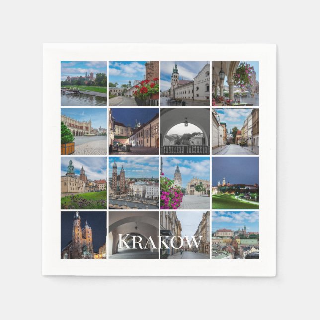 Krakow, gamla stadslandskap, Polen Pappersservett (Framsidan)
