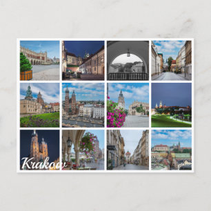 Krakow gamla stan landskap, Polen Vykort