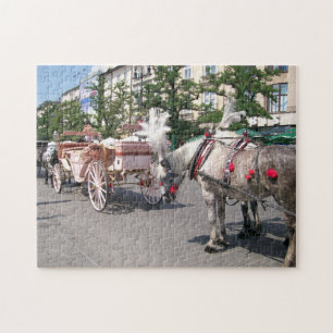 Krakow, hästdragna vagnar, huvudkvadrat pussel