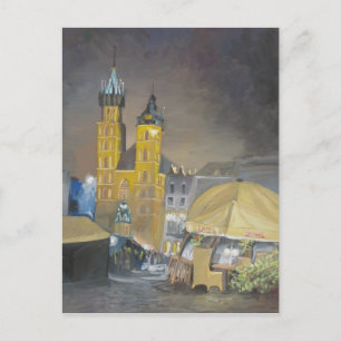 Krakow på natten vykort