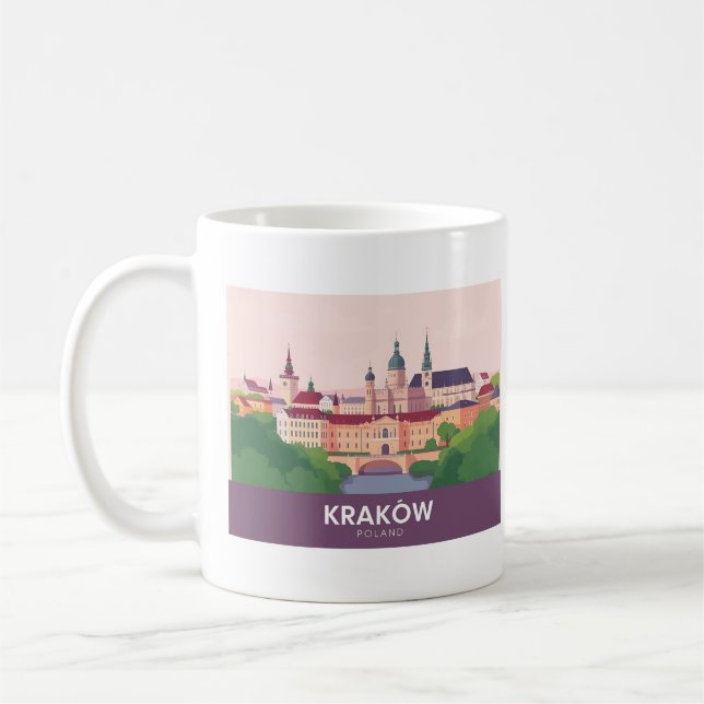 Kraków Poland Pastel Travel – Wawel Castle Kaffemugg (Vänster)