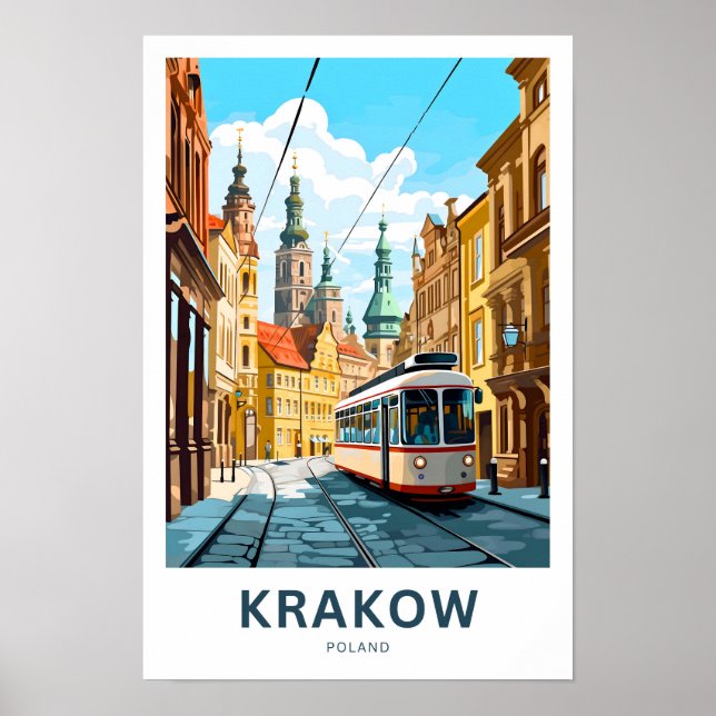 Krakow Poland Travel Print Poster (Framsidan)