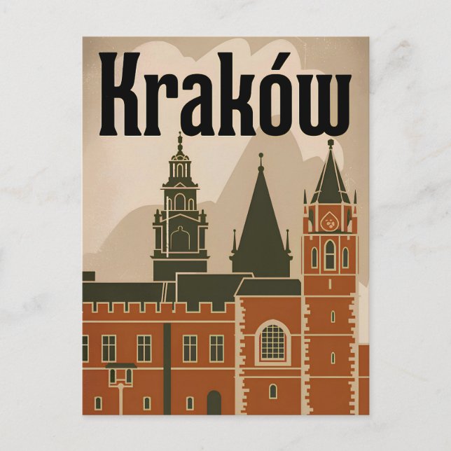 Kraków Poland vintage Vykort (Framsida)