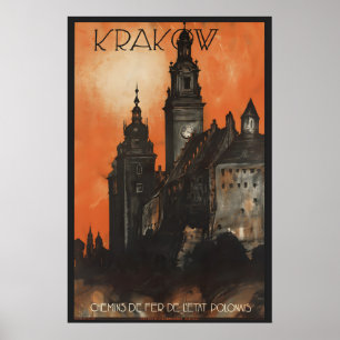 Krakow Polen - 1930-talets Vintage Resestil Affisc Poster