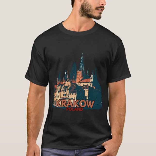 Krakow Polen Cityscape T-Shirt (Framsida)
