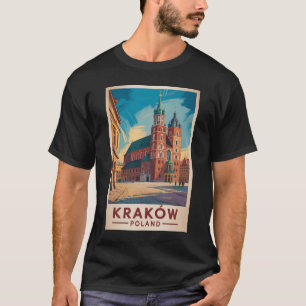 Krakow Polen Illustration Resa Konst Vintage T Shirt