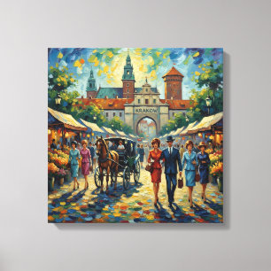 Krakow Polen Medeltida Port Utsträckt Canvas