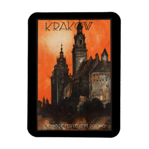 Krakow Polen - polsk vintage reser affischen Magnet