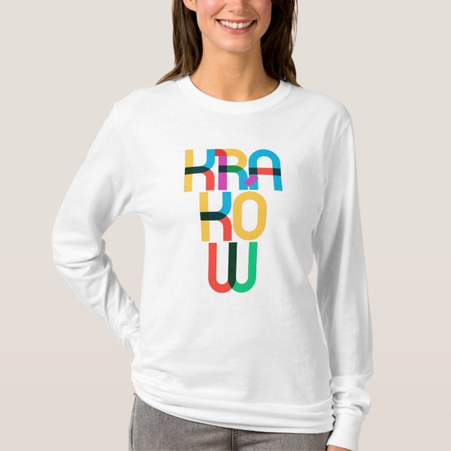 Kraków Polen Pop Art Brev T Shirt (Framsida)
