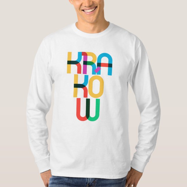 Kraków Polen Pop Art Brev T Shirt (Framsida)