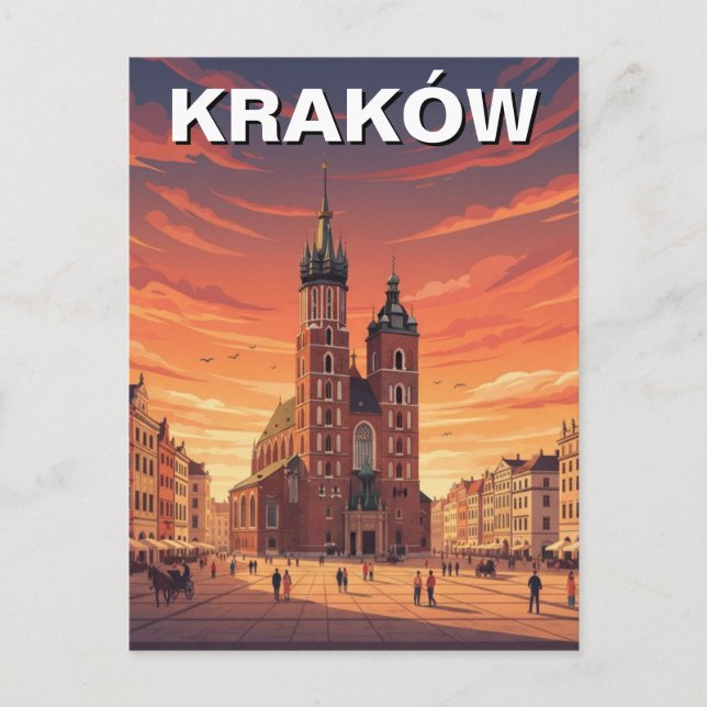 Krakow Polen Resa Vykort (Framsida)