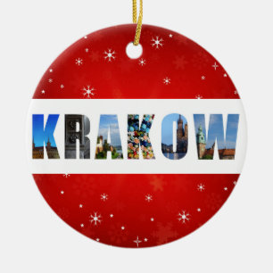 Krakow Polen Röd snöflingan jul Julgransprydnad Keramik