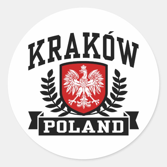 Krakow Polen Runt Klistermärke (Framsida)