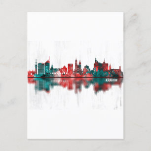 Krakow Polen Skyline Helg Vykort