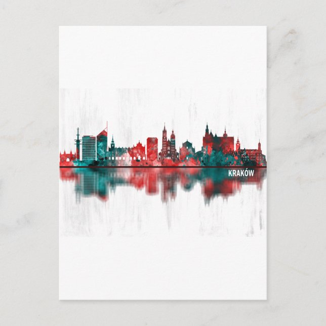 Krakow Polen Skyline Helg Vykort (Framsida)