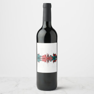 Krakow Polen Skyline Vinflaska Etikett