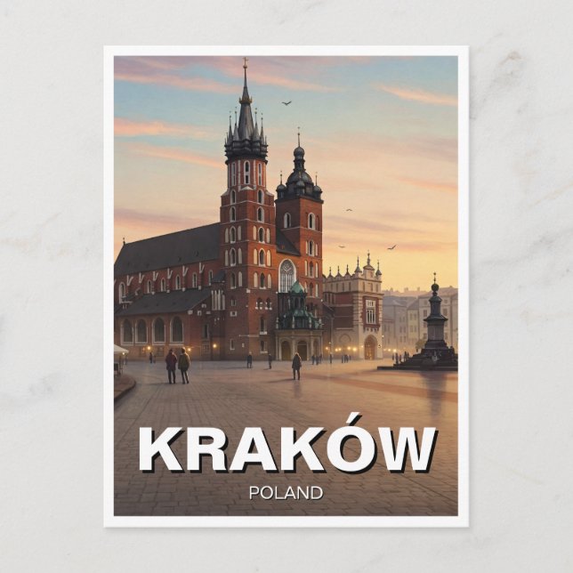Krakow Polen Travel Vykort (Framsida)