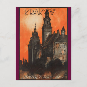 Krakow Polen - Vintage Polska Travel Poster Vykort