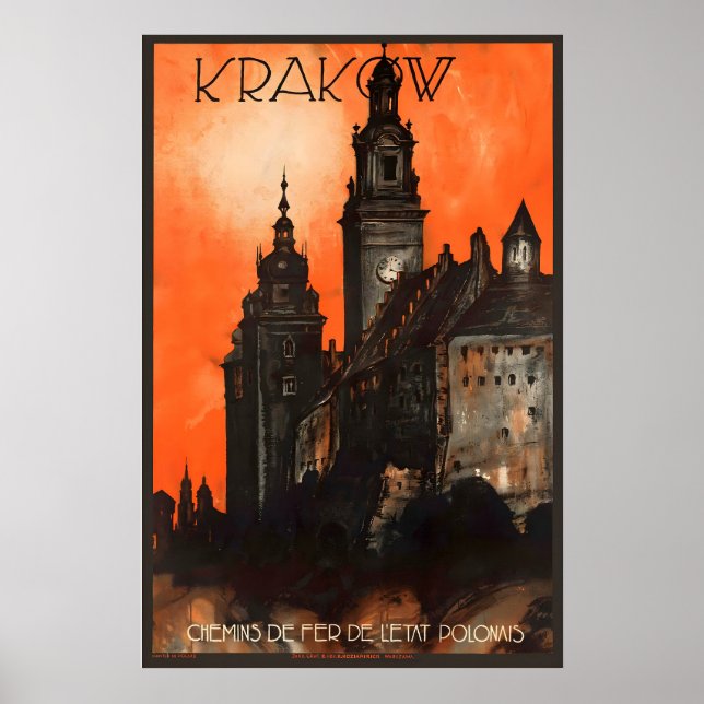 Krakow Polen Vintage Resa Poster (Framsidan)