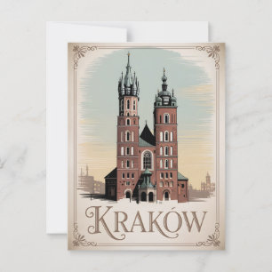 Krakow St. Marys basilika vintage Vykort