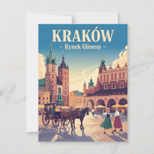 Krakow vintage på den gamla marknaden vykort