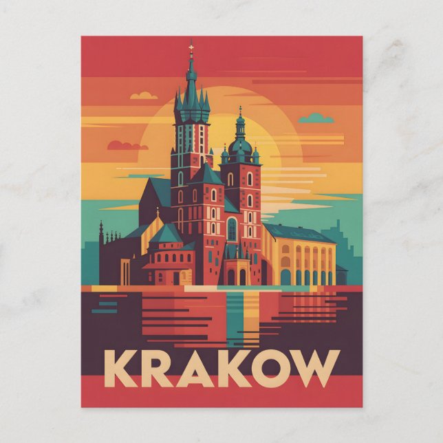 Krakow vintage vykort (Framsida)