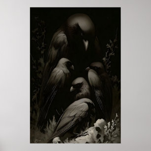 Kråksamlingstryck Mörk Akademi, Gotisk Vägg Poster