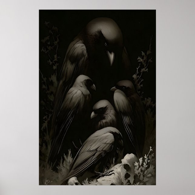 Kråksamlingstryck Mörk Akademi, Gotisk Vägg Poster (Framsidan)
