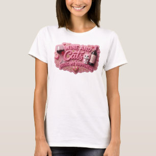 KrÄkt Rosa VIN OCH KATTER GER MIG LYCKA T Shirt