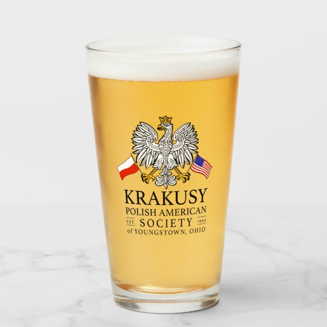 Krakusy polska American Society Beer Glass Glaskopp (Framsida fylld)