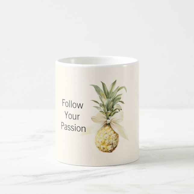 Kräm Båge Tropisk Ananas Frukt Kaffemugg (Center)
