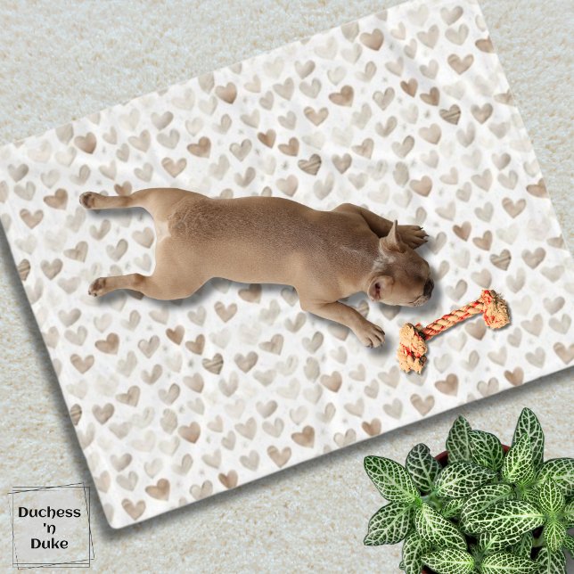 Kräm Beige Akvarell Hjärtan Mönster Husdjur  Fleecefilt (ream Beige Watercolor Hearts Pattern Pet Fleece Blanket)