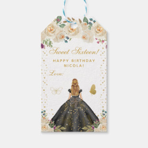 Kräm Blommig Blond Hår Tjej Sweet Sixteen Presentetikett