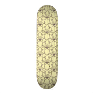 Kräm Blommönster Mini Skateboard Bräda 18,7 Cm