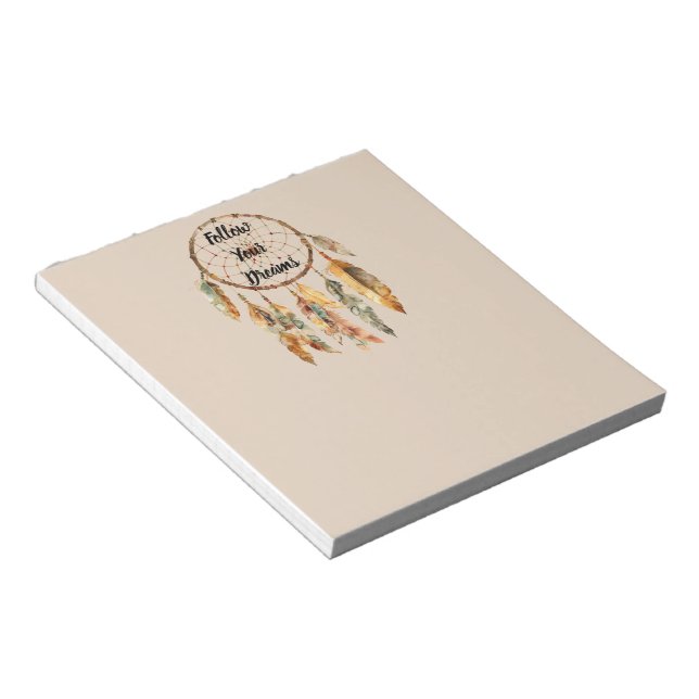 Kräm Boho Fjädrar Drömfångare Anteckningsblock (Vinklad)