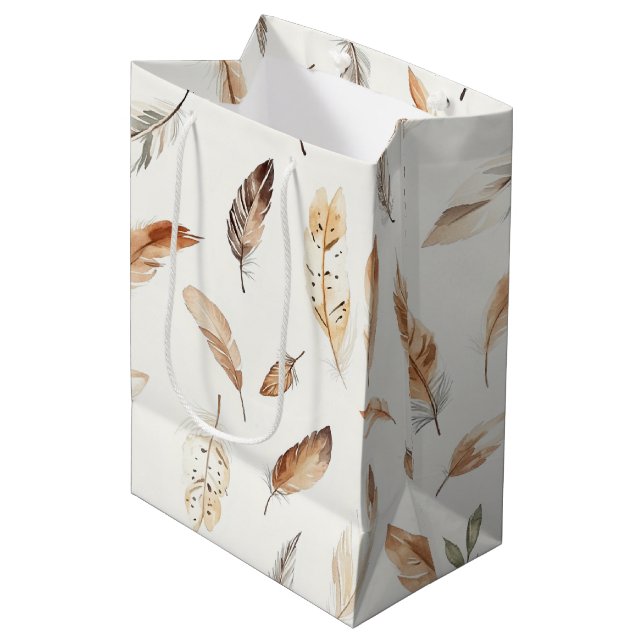 Kräm Boho Fjädrar Födelsedag (Framsidan Vinklad)