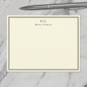 Kräm & Brun Monogram Anteckningskort
