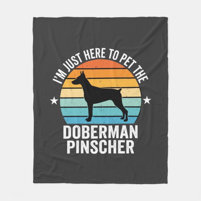Kram Dobermann Pinscher Retro Fleecefilt (Framsidan)