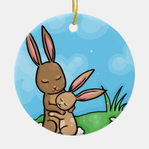 Kram för morkanin- och babykanin julgransprydnad keramik