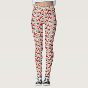 Kräm- Frenchie i jultröja Leggings