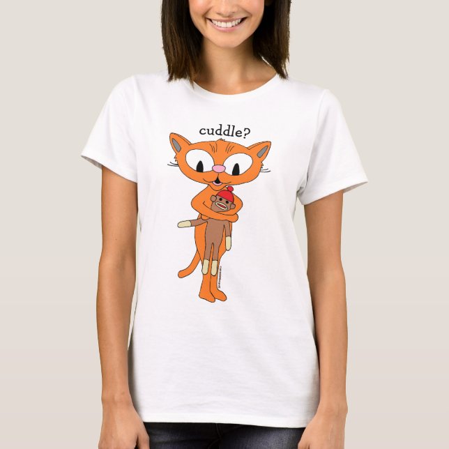kram? Ginger Kitty med Strumpa Apa T Shirt (Framsida)