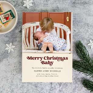 Kräm God Jul Bebis Födelse Tillkännagivande Julkort