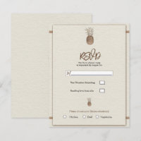 Kräm Guld Brun Ananas Minimal Bröllops RSVP