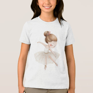 Kräm Guld Stjärna Ballerina Akvarell Liten Flicka T Shirt