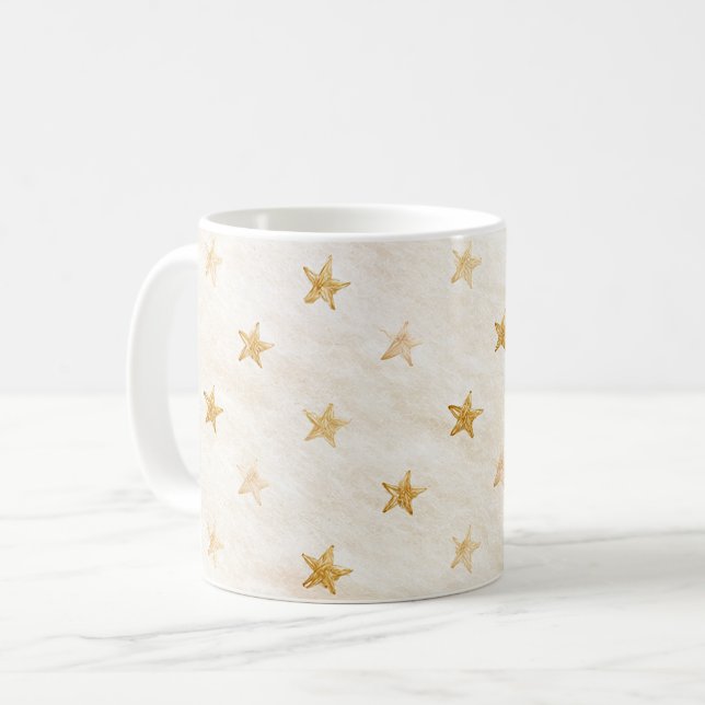 Kräm Guld Stjärnor Kaffemugg (Framsida vänster)