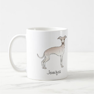 Kräm Italiensk Mops Söt Tecknad Hund Med Namn Kaffemugg