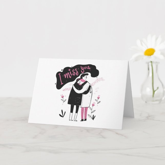 Kram Jag Saknar Dig Kort, Förtjusande Kärlekskort, Kort (Liten växt)