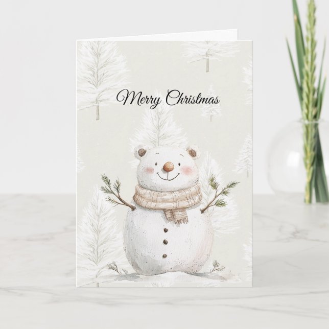 Kräm Julgranar Snöman Kort (Framsida)